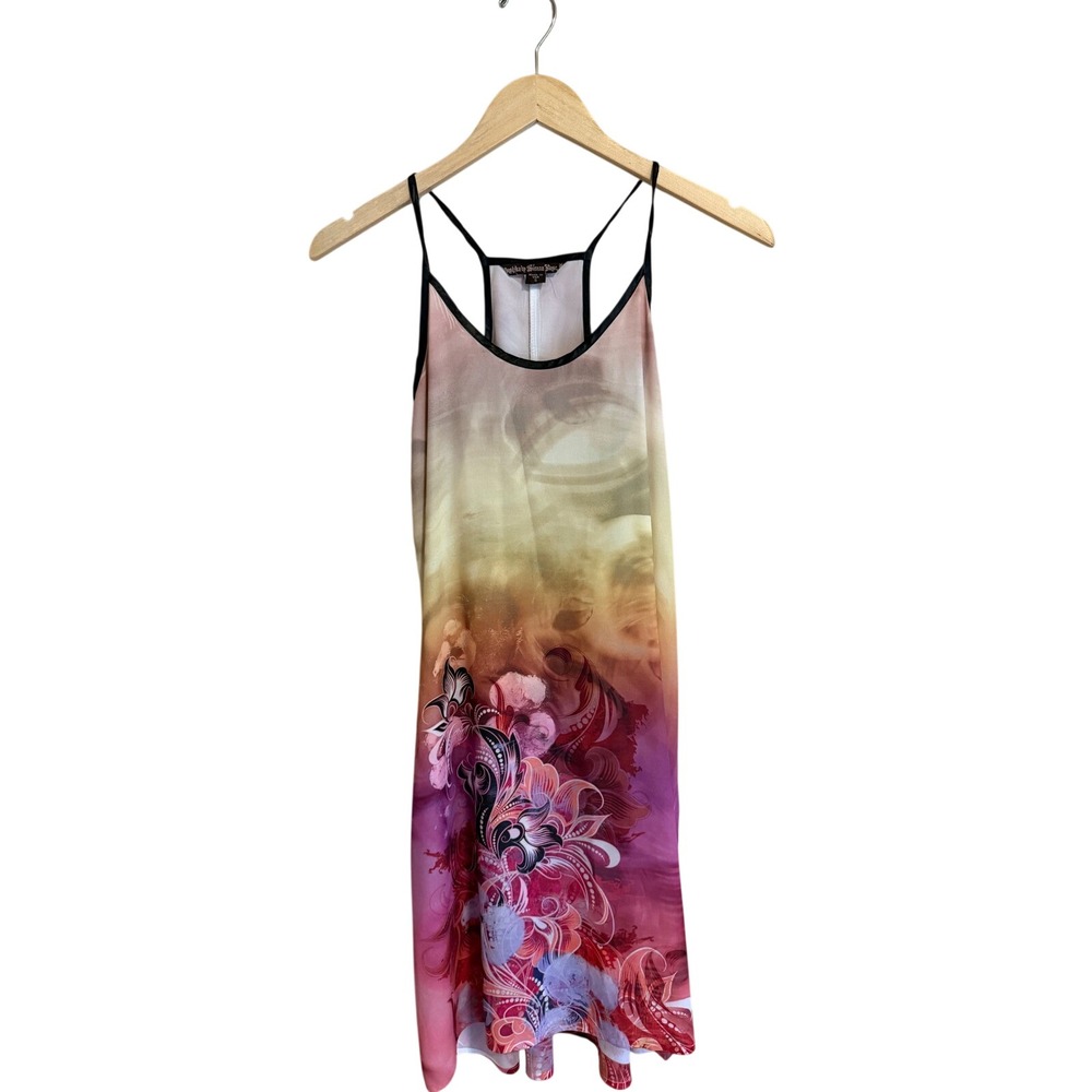 Mushka by Sienna Rose Pink Yellow Ombre Floral Racerback Tank Dress Small